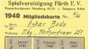 Mitgliedsausweis der SpVgg Fürth von 1940