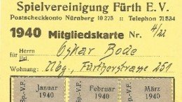 Mitgliedsausweis der SpVgg Fürth von 1940