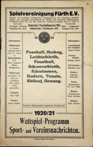 Programmheft der SpVgg Fürth gegen den 1.FC Nürnberg vom 7.11.1920