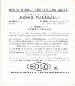 König Fußball Sammelbild von 1938 - Solo Album